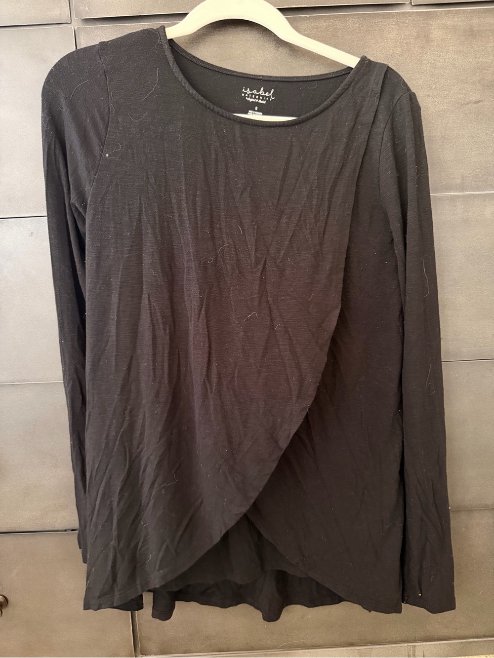 Isabel Maternity by Ingrid & Isabel Black Long Sleeve Wrap-Panel Nursing Top